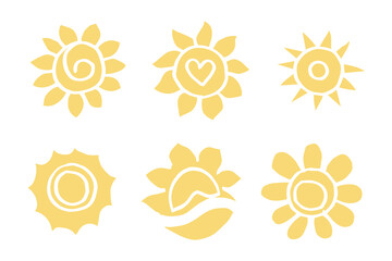 set of doodle sun.Design elements. vector illustration.