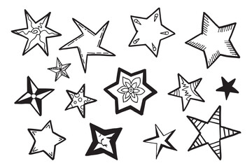 Starburst doodle set. Hand drawn star. - obrazy, fototapety, plakaty