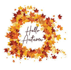 autumn leaves frame with hello autumn text