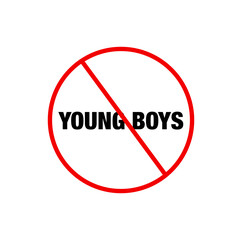 Young Boys banned vector icon. Boy banned here monogram.