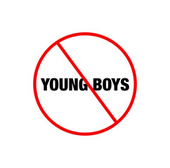 Young Boys banned vector icon. Boy banned here monogram.