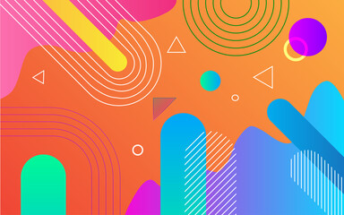 Abstract flat orange background with memphis