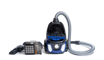 Fototapeta premium blue Vacuum Cleaner isolated on white background