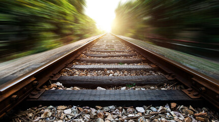 Empty railroad in explosion effect motion