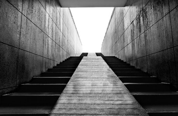 Low angle view of staircase from underground passage