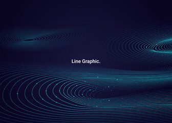 Digital Line Dot Graphic style banner background design concept. Wave metaverse with dark gradient. Creative illustration for poster, web, landing, page, cover, ad, greeting, card, presentation