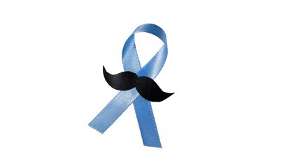 November Prostate Cancer Awareness month. Blue Ribbon with mustache for supporting people living and illness. Healthcare, International men, Father and World cancer day concept.