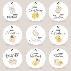Merry Christmas and New Year gift tags.