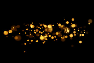 Shining bokeh isolated on transparent background. Golden bokeh lights with glowing particles isolated.