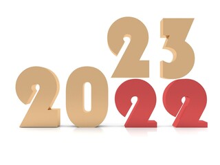 New Year 2023  ,3d rendering on white background