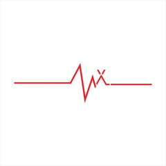Heart rate illustration vector logo design with letter X.