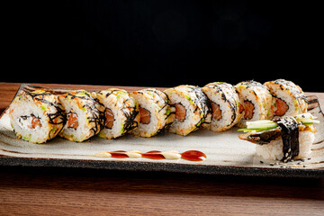 tasty sushi on the plate