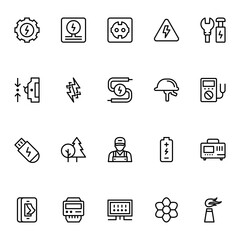 Fototapeta premium Outline icons for Energy & Electricity