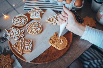 Christmas gingerbread decoration close-up.