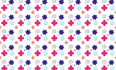  Floral Colorful Pattern Design On A White Background.