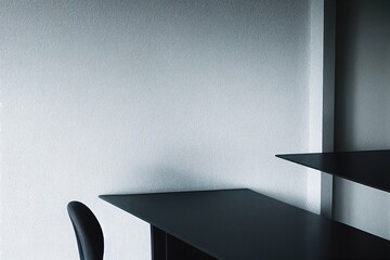 Cropped shot of a minimalistic desk facing the gray wall