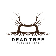 Tree Logo Design, Dead Tree Illustration, Wild Tree Cutting, Global Warming Vector, Earth Drought, Product Brand Icons