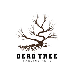 Tree Logo Design, Dead Tree Illustration, Wild Tree Cutting, Global Warming Vector, Earth Drought, Product Brand Icons