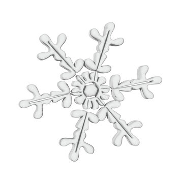 Isolated White Snowflake In 3D Illustration