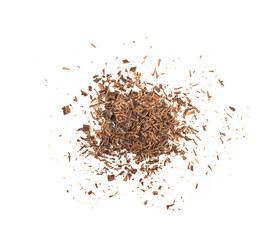 Grated Chocolate Pile Isolated, Crushed Shavings, Crumbs, Flakes, Cocoa Sprinkles