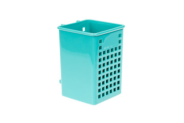 light blue plastic basket for pen, pencil, ruler, etc. 