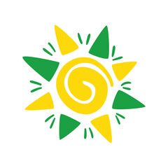 Vector illustration of green and yellow abstract ornament