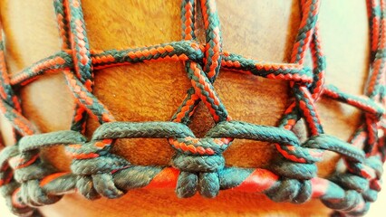  Djembe drum africal percussion musical instrument close rope knot