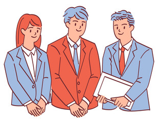 女性社員と男性社員2人