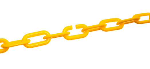 Yellow plastic chain on white background
