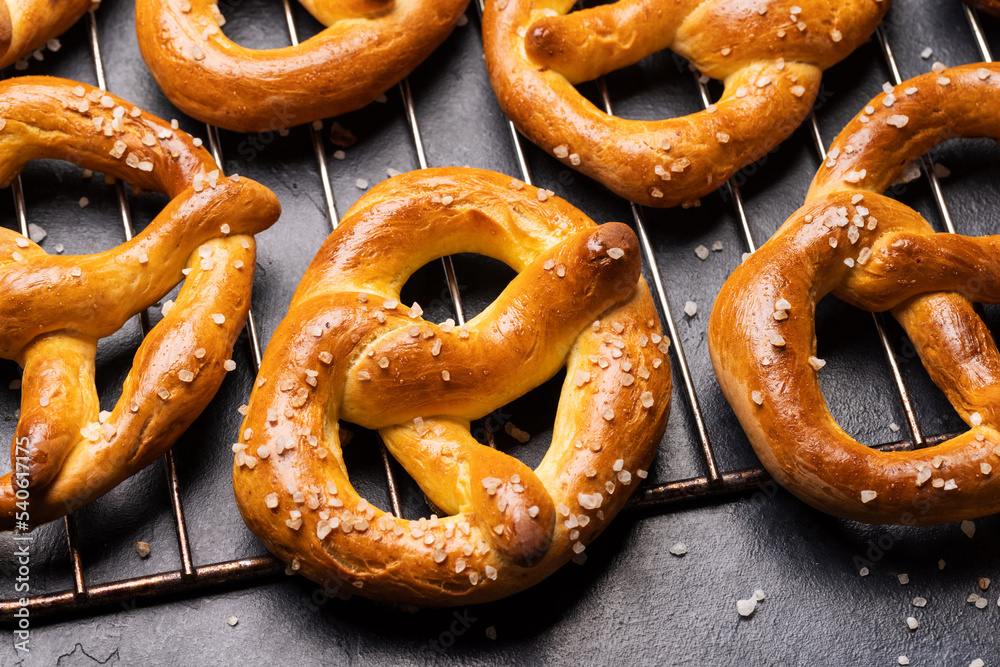 Wall mural Freshly baked homemade pretzels