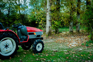 Mini tracteur dans le jardin