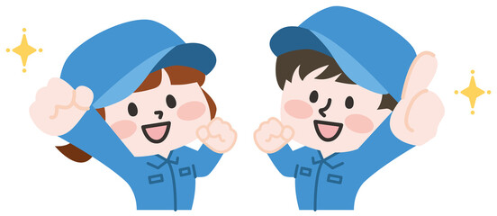 やる気をみせる作業員たち