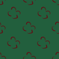 Seamless background with abstract red flower on green background. Floral pattern. Print for wallpaper and bed linen.