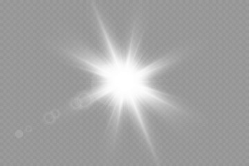Dazzling flash. Bright Star. Magic dust. Brilliant vector. Bright sun. Glare. shining beam. Rash.