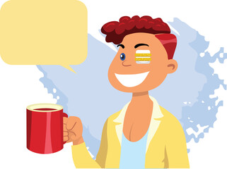  Illustration Of Boy With Tea Cup .