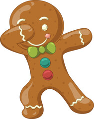 Cartoon dabbing gingerbread man cookie