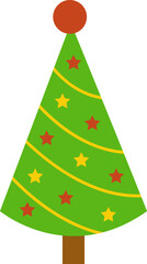 Vector illustration of cartoon Christmas tree on white background.