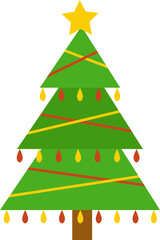 Vector illustration of cartoon Christmas tree on white background.