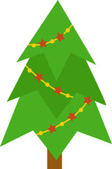 Vector illustration of cartoon Christmas tree on white background.