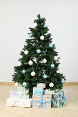 Concept of Christmas and Happy New Year, beautiful Christmas tree