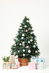 Concept of Christmas and Happy New Year, beautiful Christmas tree