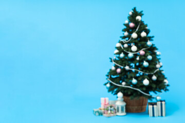 Fototapeta premium Concept of Christmas and Happy New Year, Christmas tree, space for text