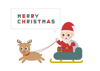 クリスマスのイラスト: ソリに乗ったサンタクロース