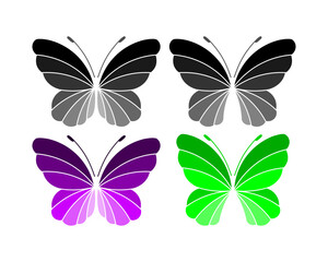 Vector drawings of butterflies. The butterfly logo.