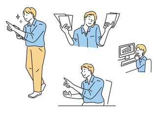 忙しい人のイラスト(多忙、信頼、上司、相談)
Illustration of a busy person.Busy, trustworthy, boss, consultation.