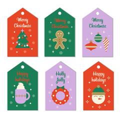 Christmas gift tag collection. Vector design template in vector style. Modern trendy illustration.