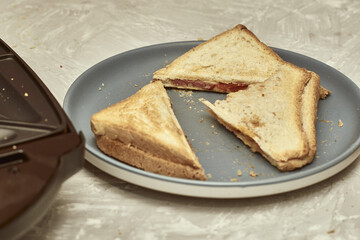 freshly baked delicious sandwiches in a sandwich box and on a plate