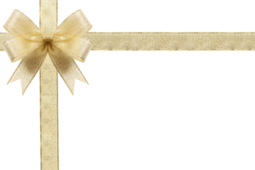 Golden gift bow. Ribbon