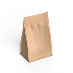 Kraft Brown paper coffee bag isolated on white