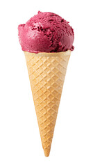 blueberry ice cream sorbet in the cone - obrazy, fototapety, plakaty